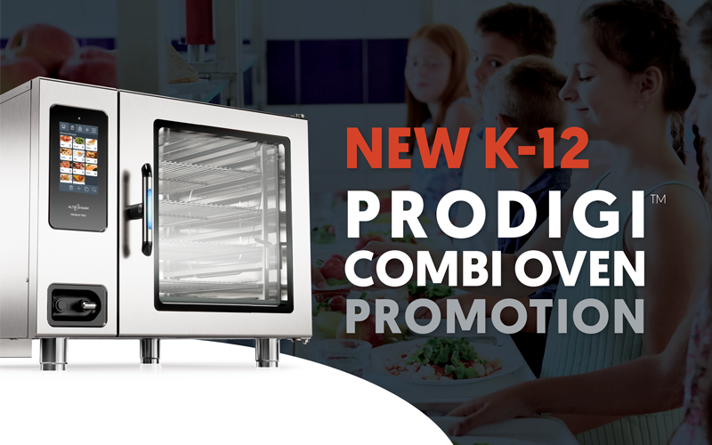 Prodigi oven graphic with elementary school children in background
