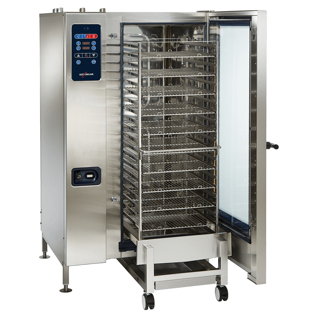 CTC20-20 Combitherm Combi Oven with door open and rack pulled out