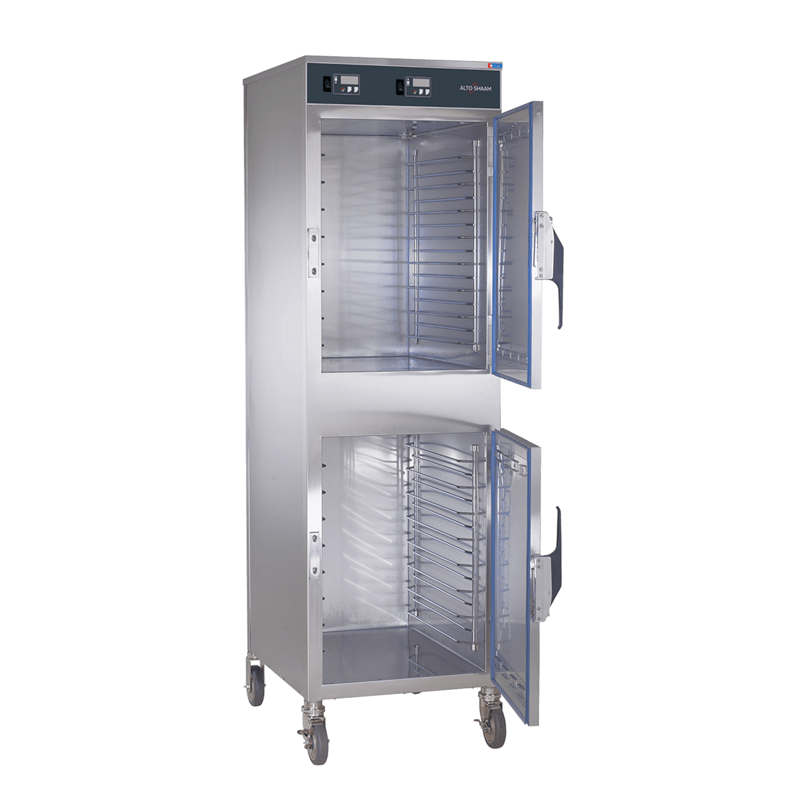 1000-UP Double Compartment Holding Cabinet Door Open